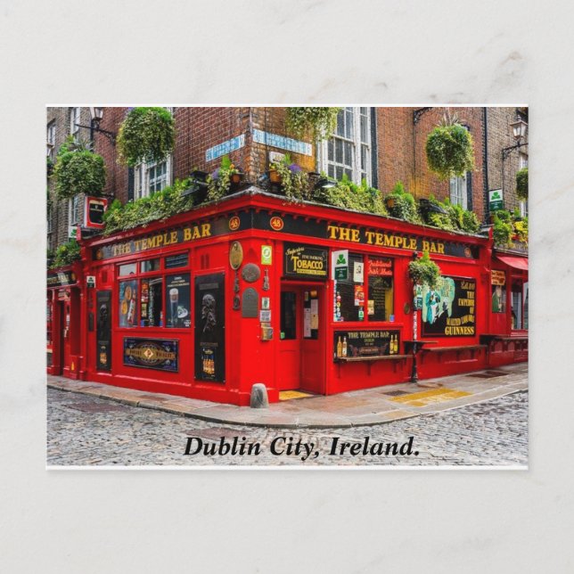 Dublin Irland Pub & Cobblestone Street Postkarte (Vorderseite)