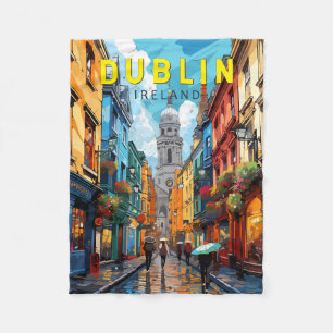 Dublin Irland Reise Kunst Vintage Fleecedecke