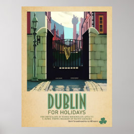 Dublin Irland, Retro Irish Travel Advert Poster