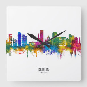 Dublin Irland Skyline Quadratische Wanduhr