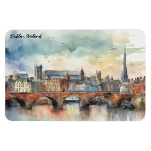 Dublin Irland Stadt Silhouette Aquarellmalerei Magnet
