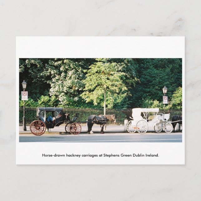 Dublin Irland, Stephens Green Horse Waggons Postkarte (Vorderseite)