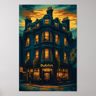 Dublin Irland Vintag Art Travel Illustration Poster