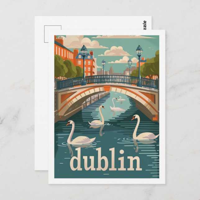 Dublin Irland Vintag Postkarte (Vorne/Hinten)
