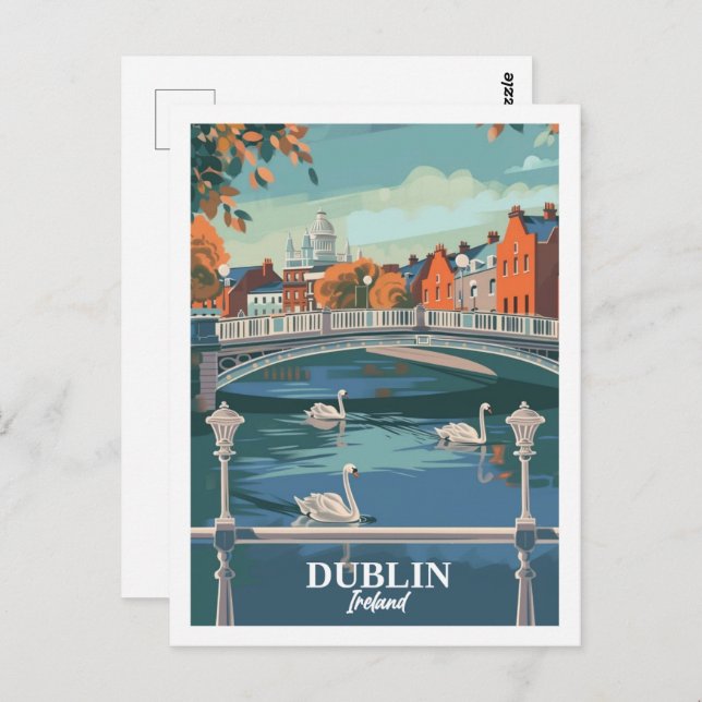Dublin Irland Vintag Postkarte (Vorne/Hinten)