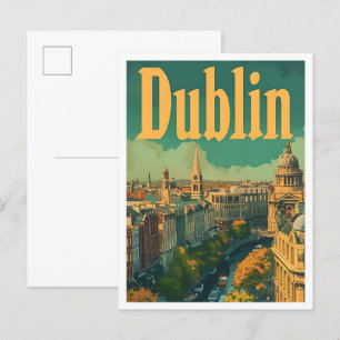 Dublin Irland Vintage-Kunst-Reiseillustration Postkarte