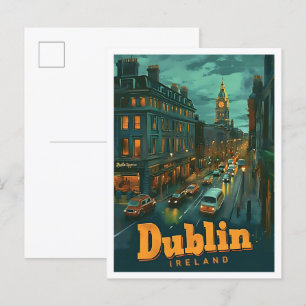 Dublin Irland Vintage-Kunst-Reiseillustration Postkarte