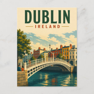 Dublin Irland Vintage Reise Ha'penny Bridge Postkarte