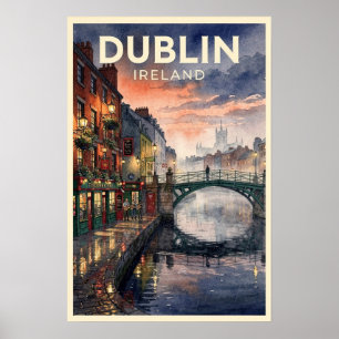 Dublin Irland Vintage Reise Poster