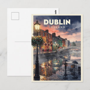 Dublin Irland Vintage Reise Postkarte