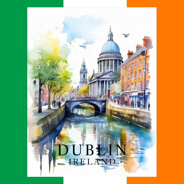 Dublin, Irland Watercolor Travel Art Postcard Postkarte (Dublin, Ireland Watercolor Travel Art Postcard
)