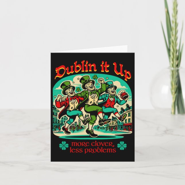Dublin It Up - Irish Leprechauns Dancing Karte (Vorderseite)
