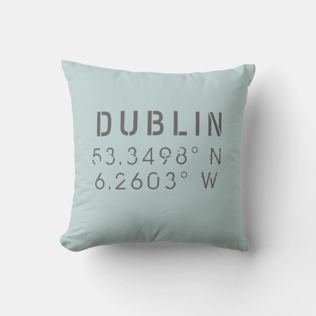 Dublin Längengrad Latitude Throw Kissen (Vorderseite)