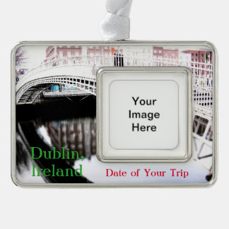 Dublin-Reise-Weihnachtsverzierung kundengerecht Rahmen-Ornament Silber