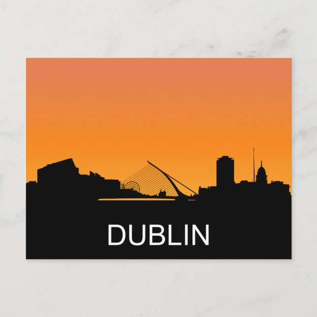 Dublin-Silhouette, Sommer-Sonnenuntergang Postkarte (Vorderseite)