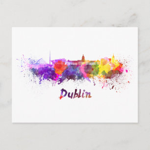 Dublin skyline in watercolor postkarte