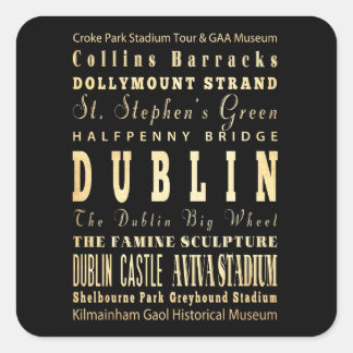 Dublin Stadt Irland Typografie Kunst Quadratischer Aufkleber