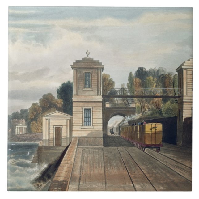 Dublin- und Kingstown-Eisenbahn: Granit-Pavillons Fliese (Vorderseite)