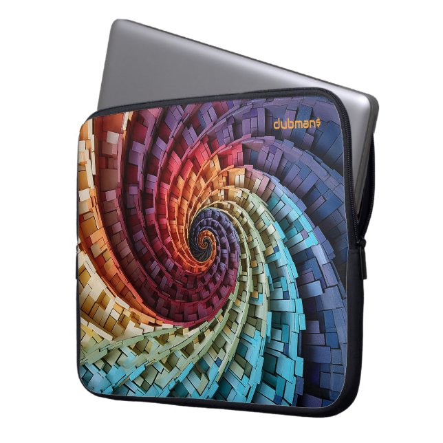 Dubman Design: Fibonacci Regenbogen Trippy Spirale Laptopschutzhülle (Vorderseite Links)