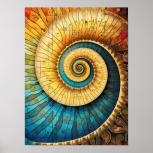 Dubman Designs: Goldener Schnitt, Leuchtende Fibon Poster