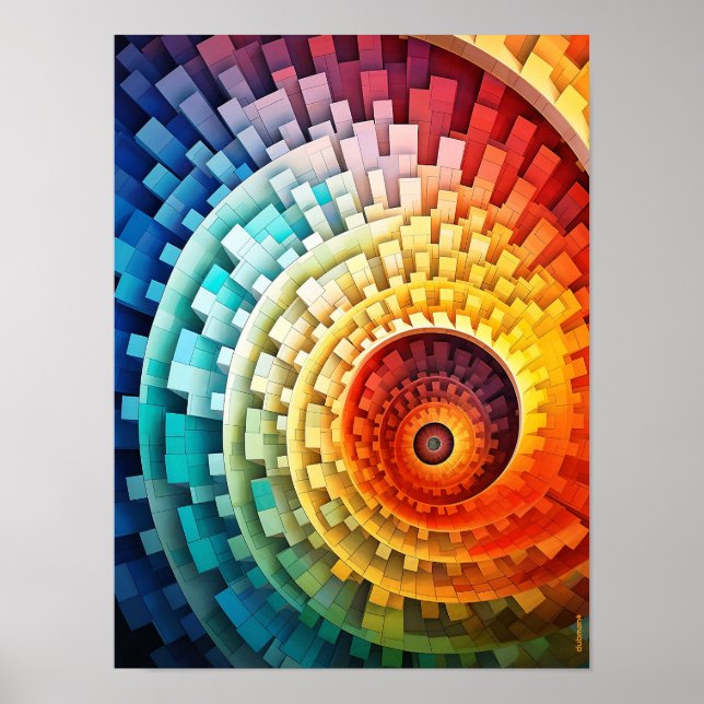 Dubman Designs: Helle Regenbogen-Spirale Fibonacci Poster (Vorne)
