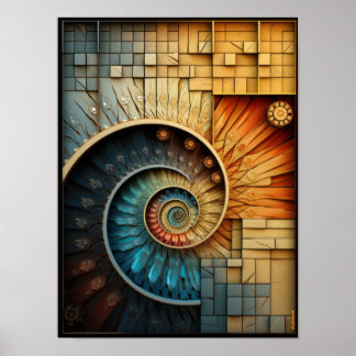Dubman Designs: Leuchtende Fibonacci-Spiral-Kollag Poster