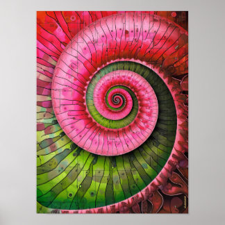 Dubman Designs: Leuchtendes Pink und Grün Fibonacc Poster