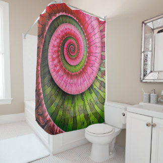 Dubman Designs: Leuchtendes Rosa und Grün Fibonacc Duschvorhang