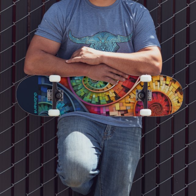 Dubman Does Design:Bright Fibonacci Swirls Skateboard (Außenbereich 3)