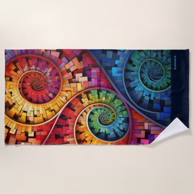Dubman Does Design:Bright Fibonacci Swirls Strandtuch (Vorderseite)