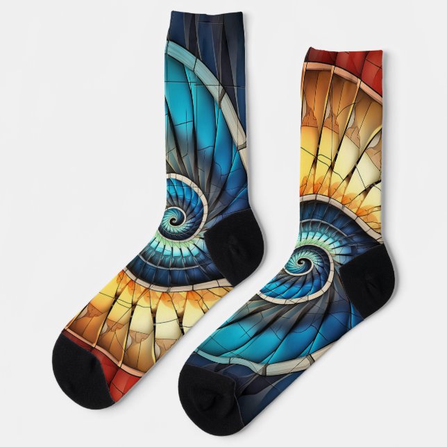 Dubman Does Design: Fibonacci-Regenbogenspektrum Socken (Linkes Detail)