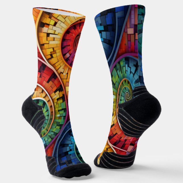 Dubman entwirft: Helle Fibonacci-Spiralen Socken (Gewinkelt)