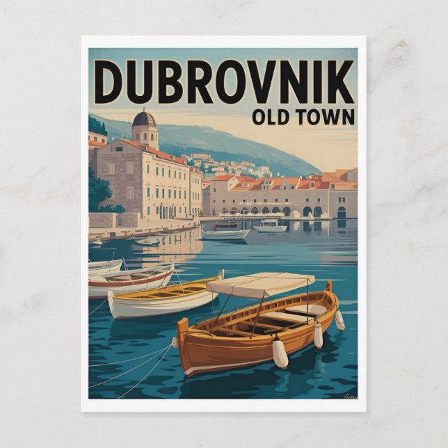 Dubrovnik Altstadt Vintage Poster - Retro Postkarte (Vorderseite)