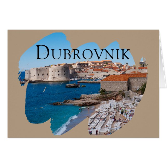 Dubrovnik: Aussicht auf Strand und Altstadt (Vorderseite (Horizontal))