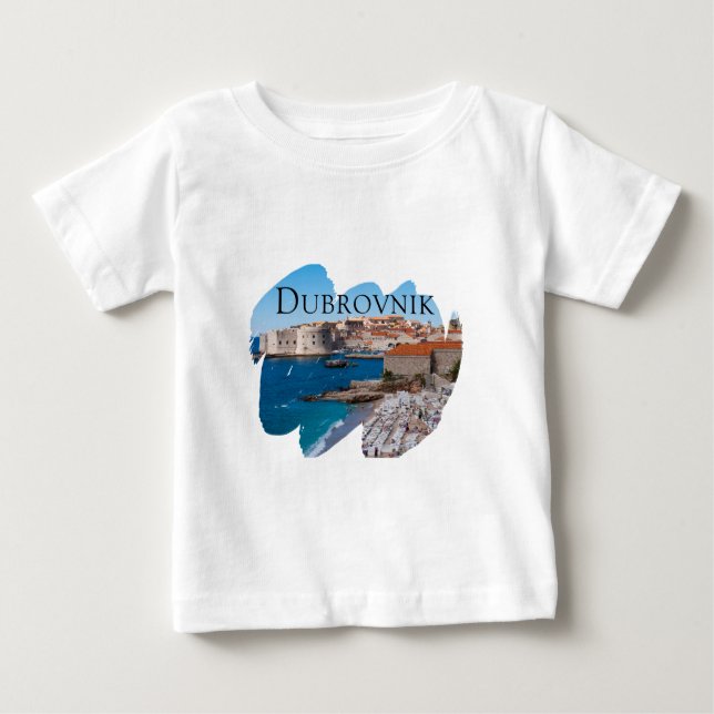 Dubrovnik: Aussicht auf Strand und Altstadt Baby T-shirt (Vorderseite)