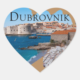 Dubrovnik: Aussicht auf Strand und Altstadt Herz-Aufkleber