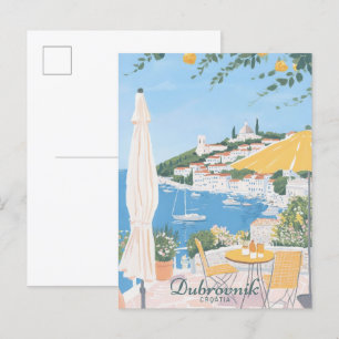 Dubrovnik Croatia Gouache Illustration Travel Postkarte