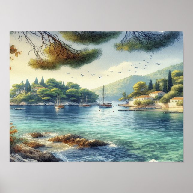 Dubrovnik Croatia Mljet Island Aqucolor Poster (Vorne)