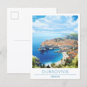Dubrovnik Croatia Vintage Travel Postkarte