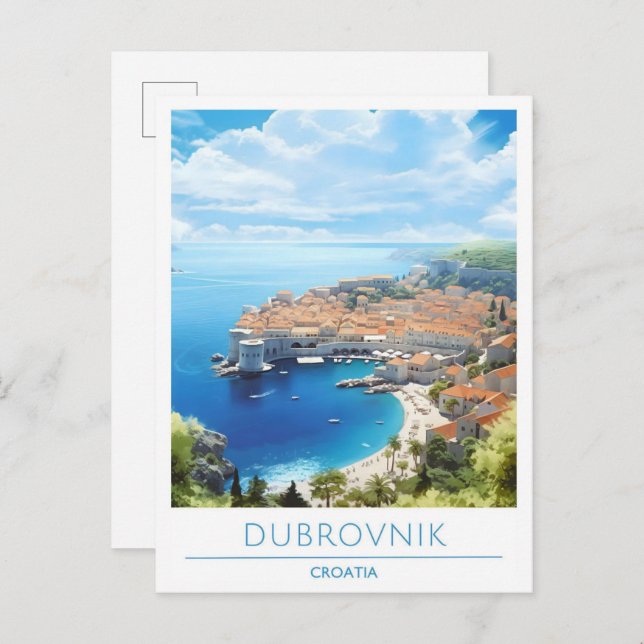 Dubrovnik Croatia Vintage Travel Postkarte (Vorne/Hinten)