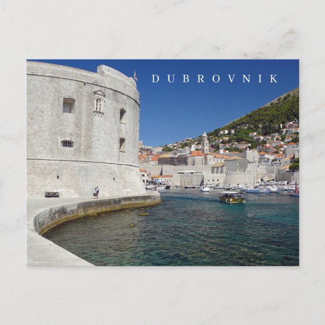 Dubrovnik Festung mit Ansichtskarte Postkarte (Vorderseite)