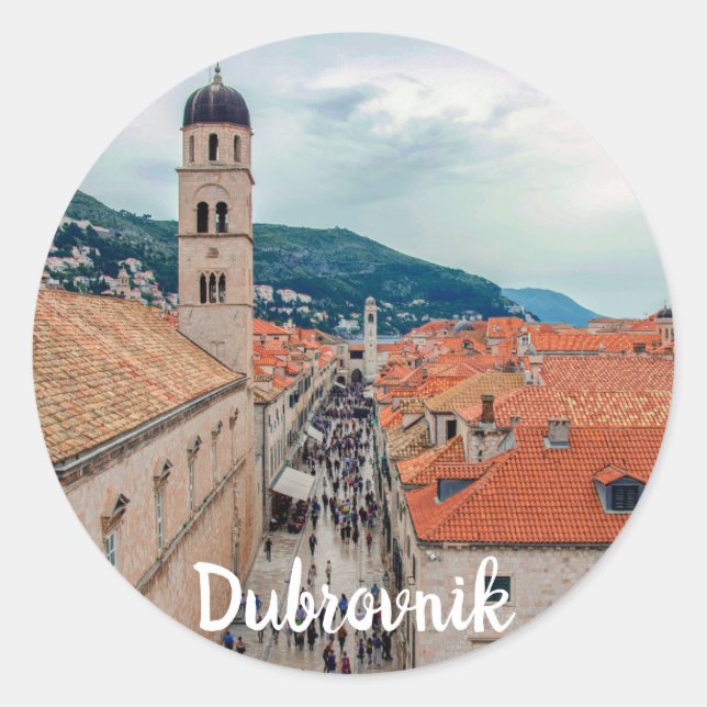 Dubrovnik Hauptstraße, Kroatien Runder Aufkleber (Vorderseite)