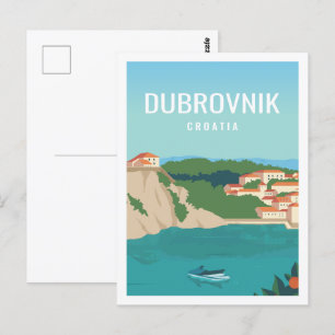 Dubrovnik Kroatien Berühmter Reiseort Illustration Postkarte
