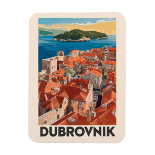 Dubrovnik Kroatien Illustration Reise Kunst Vintag Magnet