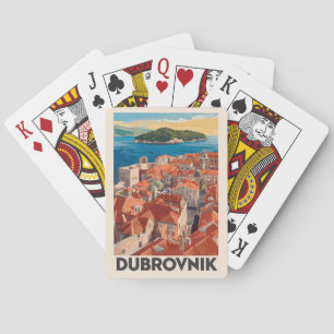 Dubrovnik Kroatien Illustration Reise Kunst Vintag Spielkarten