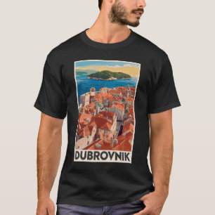 Dubrovnik Kroatien Illustration Reise Kunst Vintag T-Shirt