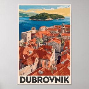 Dubrovnik Kroatien Illustration Reisen Vintag Poster