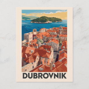 Dubrovnik Kroatien Illustration Reisen Vintag Postkarte