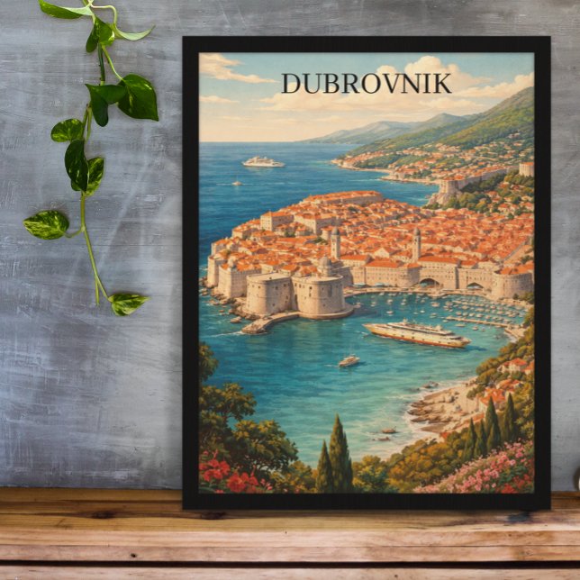 Dubrovnik, Kroatien – Perle der Adria Reise Poster (Dubrovnik, Croatia – Pearl of the Adriatic Travel Poster)