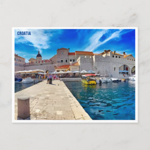 Dubrovnik Kroatien Reisen Kunst Vintager Teich Postkarte